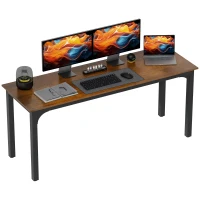 HOMCOM 71" Computer Desk, Desktop Desk with Metal Legs, Rustic Brown(m-10)