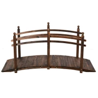 Outsunny 7.5' Fir Wood Garden Bridge Arc Walkway with Side Railings, for Backyards, Gardens, & Streams, Carbonized(m-2)