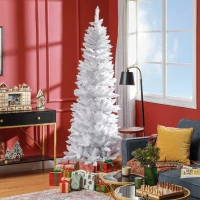 HOMCOM 7ft Tall Pencil Artificial Christmas Tree with 687 Branch Tips with Steel Base, White(m-8)