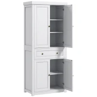 HOMCOM 72.5" Kitchen Pantry Cabinet, Tall Storage Cabinet with Doors, Drawer, and Adjustable Shelves, Distressed White(m-1)