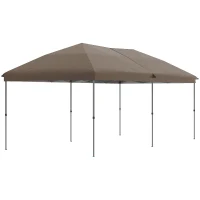 Outsunny 10' x 19' Pop Up Canopy with Easy Up Steel Frame, 3-Level Adjustable Height and Carrying Bag, Sun Shade Event Party Tent for Patio, Backyard, Garden, Brown(m-1)