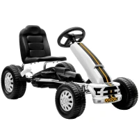 Qaba Lightweight Pedal Go Kart with Steering Wheel, Go Cart Ride on Toy with Adjustable Seat for 3+ Years, White(m-11)
