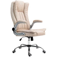 HOMCOM Microfiber Executive Office Chair, Desk Chair with Padded Flip-up Arms, Adjustable Height and Tilt Function, White(m-1)