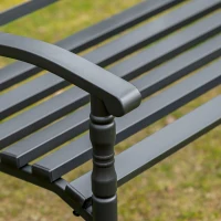 Outsunny Steel Garden Bench for Outdoor, 2-person Patio Bench, Loveseat Furniture for Lawn, Deck, Yard, Porch, Entryway, Black(m-10)