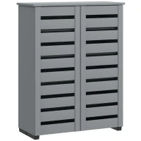 HOMCOM Shoe Storage Cabinet, Shoe Cabinet with 2 Slatted Doors for 15 Pairs of Shoes, Dark Grey(m-9)