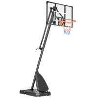 Soozier Portable Basketball Hoop, 9.6-11.5FT Screw Jack Height-Adjustable Basketball System with 42'' Backboard and Wheels for Kids Junior Adults Indoor Outdoor Use(m-1)