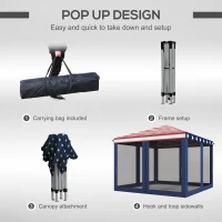 Outsunny 10' x 10' Outdoor Pop-Up Canopy with Sidewalls, Mesh Walls, Instant Setup for Party, Events, Patio, Lawn, American Flag(m-5)