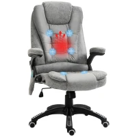 Vinsetto 6 Point Vibration Massage Office Chair with Heat, High Back Executive Office Chair with Padded Armrests, Microfiber Reclining Computer Chair, Gray(m-2)