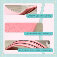Qaba 32.3" Balance Board, Wobble Board Kids Curvy Rocker Board, Ended Preschool Learning Montessori Waldorf Toy, Pink(m-6)