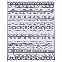 Outsunny Reversible Outdoor Rug, Waterproof Plastic Straw with Carry Bag, 8' x 10', Blue & White Geometric