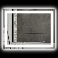 HOMCOM Dimmable Bathroom Mirror with Lights, 47" x 35" Backlit/Front Lit LED Mirror, Anti-Fog, Memory, Infinite Color Temp(m-1)