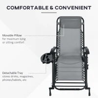 Outsunny 2 Outdoor Rocking Chairs Foldable Reclining Zero Gravity Lounge Rockers w/ Pillow Cup & Phone Holder, Gray(m-5)