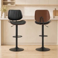 HOMCOM Bar Stools Set of 2, Swivel Counter Height Barstools with Back, Adjustable Height, Black(m-1)