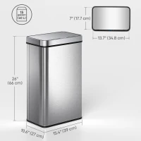 HOMCOM 15.9 Gallon (60 L) Sensor Can, Automatic Garbage Can with Soft-Close Lid, Fingerprint-Proof Stainless Steel, Silver(m-3)