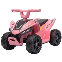 Qaba Kids ATV, 6V Battery Powered Kids Quad with 4 Wheeler, Handlebar Button Control, Max 1.2MPH, Max 55lbs Load, Light Pink(m-1)