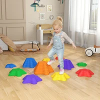 Outsunny Balance Stepping Stones for Kids, 11 PCS Starfish Style Non-Slip Obstacle Course, Stackable Balance Blocks for Coordination and Balance Development, Indoor/Outdoor(m-2)