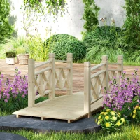 Outsunny 5 ft. Wooden Garden Bridge Footbridge for Backyard Ponds, Creeks, Streams, Nature Wood(m-2)