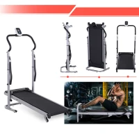 Soozier 2-in-1 Foldable Treadmill Walking Pad Manual Treadmill Machine Sit Up Bench with LCD Screen Home Exercise Fitness(m-4)