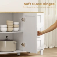 HOMCOM Buffet Cabinet with Soft-Close Doors, Modern Sideboard with 3 Drawers for Living Room, Kitchen, Dining Room, White(m-6)