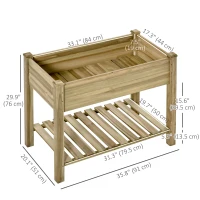 Outsunny Elevated Planter Box with Legs and Storage Shelf, Raised Garden Bed, Elevated Wooden Planter Box, Green(m-3)