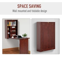 HOMCOM Wall Mounted Desk with Shelves Floating Desk Fold-Out Convertible Table for Home Office(m-6)