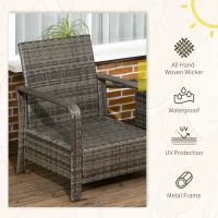 Outsunny 3 Piece Patio Furniture, PE Wicker Storage Table & Chairs, Beige(m-4)