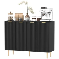 HOMCOM Modern Kitchen Storage Cabinet, Sideboard Buffet Cabinet with Adjustable Shelves for Hallway, Black(m-2)