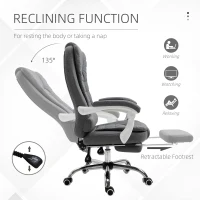 Vinsetto Home Office Chair Computer Chair with Retractable Footrest Adjustable Height Reclining Function Dark Gray(m-16)