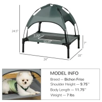 PawHut Elevated Dog Bed with Removable Canopy, Outdoor Dog Cot with UV Protection Canopy Shade, 24 inch Pet Bed for Camping, Gray(m-4)