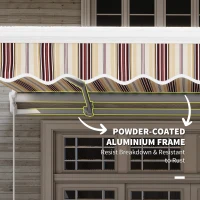 Outsunny 13' x 8' Retractable Awning, Patio Awnings, Sunshade Shelter w/ Manual Crank Handle(m-6)