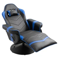 Vinsetto High Back Racing Style Gaming Chair, PU Leather Gamer Recliner Chair with Swivel Pedestal Base, Adjustable Footrest, and Head Pillow, Blue(m-23)