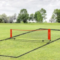 Soozier 10ft Portable Soccer Tennis/Pickleball/Badminton/Mini Tennis Net w/ Sideline for Training with Included Storage Bag, Red(m-2)