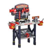 Qaba 55 PCS Kids Workbench and Construction Toy, Toddler Tool Workshop, STEM Educational Pretend Play, w/ Shelf Storage Box, Gift for Boys & Girls, Aged 3-6 Years Old(m-1)