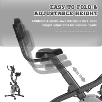Soozier Folding Exercise Bike with Arm Workout Bands, Magnetic Resistance Foldable Stationary Bike with Phone Holder(m-4)