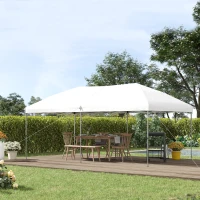 Outsunny 10' x 19' Pop Up Canopy with Easy Up Steel Frame, 3-Level Adjustable Height and Carrying Bag, Sun Shade Event Party Tent for Patio, Backyard, Garden, Off-White(m-2)