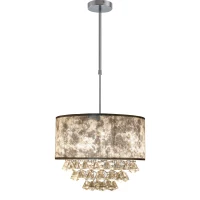 HOMCOM Modern Crystal Chandelier Light with Adjustable Hanging Pole, Ceiling-Connecting Metal Round Base, Grey(m-11)
