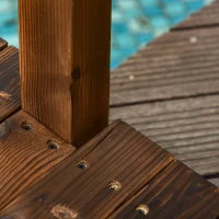 Outsunny 7.5' Fir Wood Garden Bridge Arc Walkway with Side Railings, for Backyards, Gardens, & Streams, Carbonized(m-7)