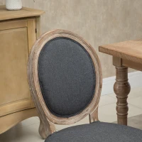 HOMCOM Vintage Armless Dining Chais Set of 2, French Chic Side Chairs with Curved Backrest Linen Upholstery for Kitchen Living Room, Grey(m-7)