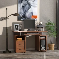 HOMCOM Multi-Function Computer Desk, Home Office Workstation with Keyboard Tray, Elevated Shelf, Sliding Scanner Shelf and CPU Stand, 47.25 x 21.75 Inch, Walnut Brown(m-2)
