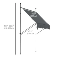Outsunny 6.5' x 4' Manual Retractable Awning, Non-Screw Freestanding Patio Awning, UV Resistant, for Window or Door, Dark Grey(m-3)