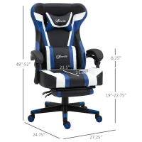 Vinsetto High Back Gaming Chair, Racing Style Ergonomic Computer Desk Chair with Adjustable Height, Retractable Footrest, Headrest and Lumbar Support, Blue(m-3)