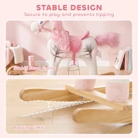Qaba Baby Rocking Horse, Unicorn Kid Ride on Toy with Rocking Limit, Tail Wag Mouth Movement, Sounds for 3-5 Y, White(m-5)