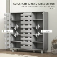 HOMCOM Shoe Cabinet, 21 Pair Shoe Storage Cabinet Organizer with 5-tier Double Door Cabinet and 5-tier Open Shelves, Light Grey(m-6)