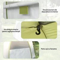 Outsunny Instant Automatic Camping Dome Tent Portable with 4 Doors and 4 Windows for 3 Person, Green(m-9)