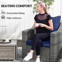 Outsunny Seat Cushion Back Pillows Replacement Set of 2, Patio Chair Cushions Set for Indoor Outdoor, Dark Blue(m-6)