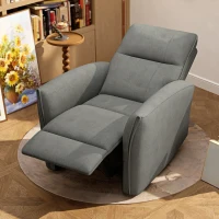 HOMCOM Power Recliner Chair, Dyed Fabric (Like Leathaire) Upholstered Recliner Chair with USB Ports, Footrest, Grey(m-8)