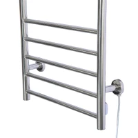 HomCom 9-Bar Stainless Steel Wall Mounted Electric Heated Towel Rack Warmer With Shelf(m-12)