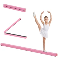 Soozier 7ft Folding Balance Beam, Gymnastics Beam with Wood Core, Pink(m-9)