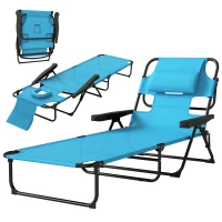 Outsunny Folding Lounge Chair w/ Reclining Back, Light Blue(m-1)