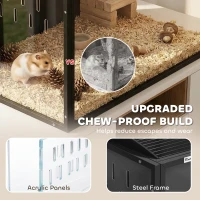 PawHut 41.3" L Hamster Cage, Large Hamster Habitats Steel Frame Chewproof, Deep Bedding Space for Pets Enrichment(m-6)